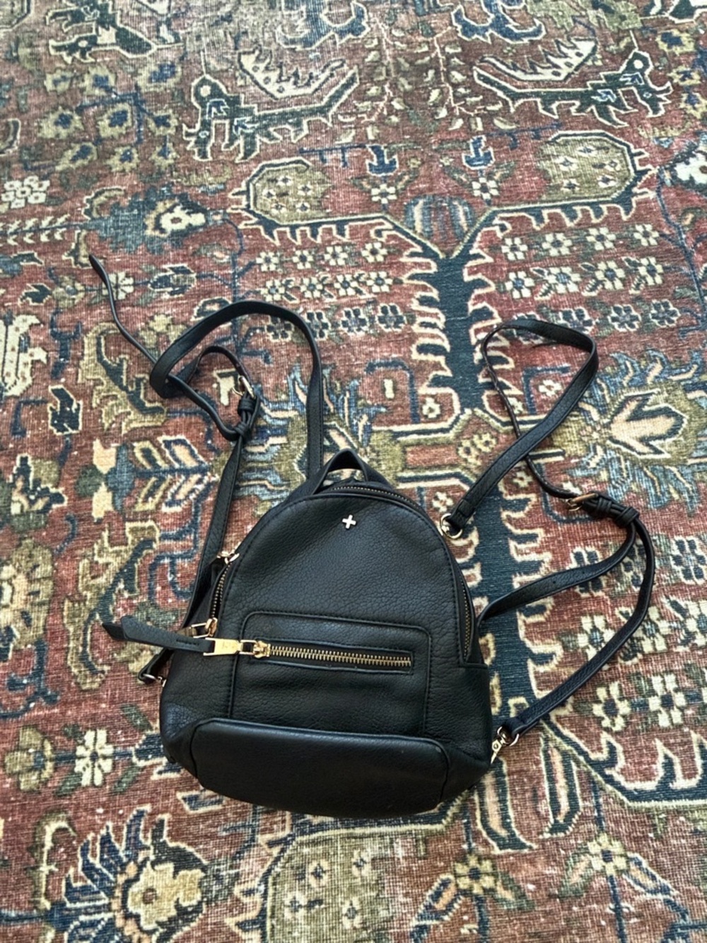 Peta + Jain Black Mini Backpack with Gold Hardware